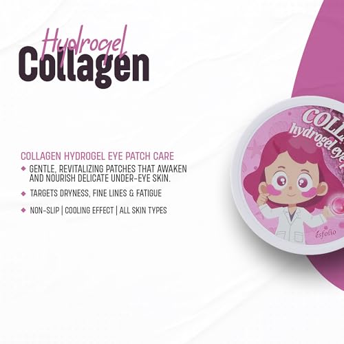 esfolio Hydrogel Eye Patch Collagen 60 Patch ? Under Eye Gel Patches for Puffiness and Tired Eyes ? Soothing Cooling Care ? Korean Skincare Eye Mask ? Lightweight Hydration
