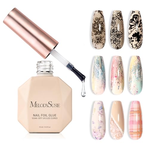 MelodySusie Nail Foil Glue Gel – 15ML LED Cure Adhesive