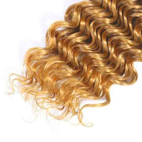 Deep Wave Human Hair Bundles Blonde 26 Inch Deep Single Bundle #27 Honey Blonde Human Hair Unprocessed Native Virgin Hair 100g Total Double Weft Crochet Human Hair Extensions for Women