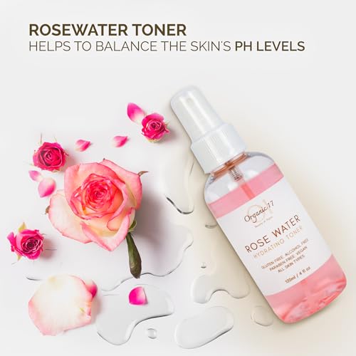Rose Water Hydrating Toner Spray ? Organic Aloe Vera & Hibiscus Face Mist, Alcohol Free & Dermatologist Tested for Sensitive & All Skin Types ? 120ml