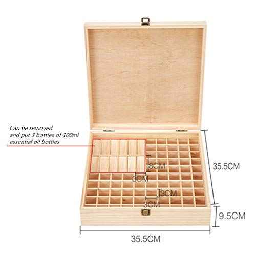 VolksRose Essential Oil Storage Wooden Box, 85 Slots for 5-15ml Essential Oil Roller Bottles, Carrying Case Display Large Organizer Gift Box Container for Travel, Presentation, Nail Polish, Makeup