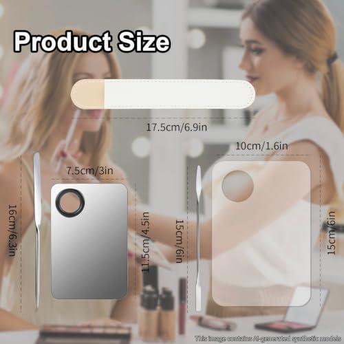 Transparent & Metal Makeup Spatula & Palette Set - 5pcs Korean Makeup Tools