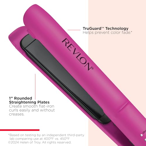 REVLON Ceramic Tourmaline 1" Flat Iron - Hair Straightener Evenly Distributes Heat for Less Damage, 5 Preset Temperatures for All Hair Types