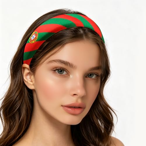 Portugal Flag Hair Accessory Set - 4-Piece Includes Headband & Clips