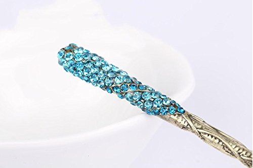 Traditional Chinese Hairpin Rhinestone Crystal Antique Hair Sticks chopsticks hair Accessory Wedding Hair Jewelry 2pieces,5 Colors (Blue)