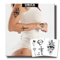 Semi Permanent Tattoos, 2 Sheets Realistic Temporary for Women, Fake Tattoos for Fingers Hand Calf, Waterproof, No Reflective, Lasts 1-2 Weeks (Heart Key Cross & Mythical Flower Eye Designs)