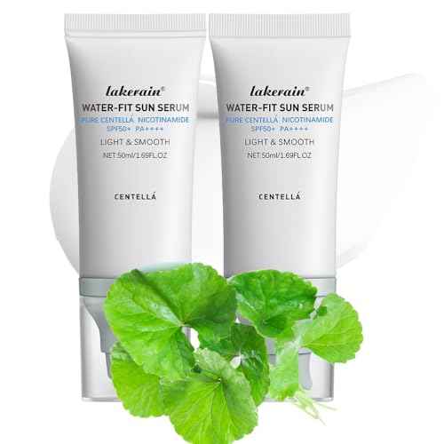 2PCS Centella Sunscreen SPF 50 PA++++, Hyalu Cica Water-Fit Sun Serum, Lightweight Sunscreen with Centella Asiatica, Hydrating & Non-Greasy Sun Protection for Sensitive Skin