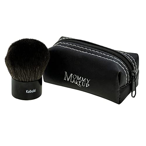 Kabuki Foundation Brush - Premium Synthetic Vegan Bristles, Soft & Compact for Smooth & Flawless Application - Mini Pressed Powder Travel Brush, Cruelty-Free by Mommy Makeup
