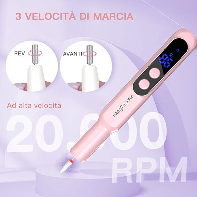 Cordless Electric Nail Drill 20000 RPM USB Rechargeable