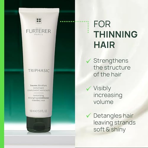 Rene Furterer Triphasic Texturizing Conditioner - Strengthens Hair and Increases Volume for Men and Women with Thinning Hair - Plant-Based Formula - Sulfate, Paraben, Silicone-Free - 5 fl. oz.