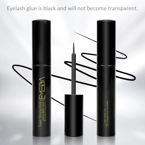 EMEDA Black Latex-Free Eyelash Adhesive - Strong Hold Waterproof 24H, 0.17 fl oz, Variation: EMD-US-Glue Black-DM