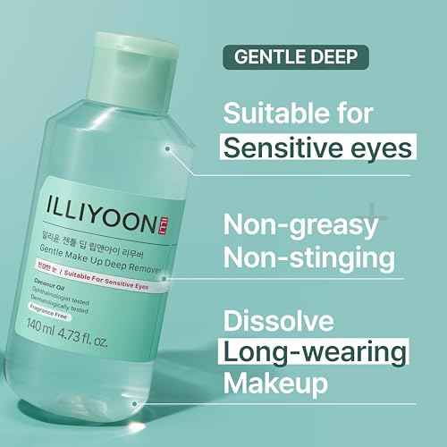 Illiyoon Gentle Deep Eye Makeup Remover | for Waterproof Mascara, Lipstick, Eyeliner, Non-Greasy 2-Phase Oil & Water Formula, Ophthalmologist Tested, Vegan, Korean Skin Care, 4.73 fl.oz.