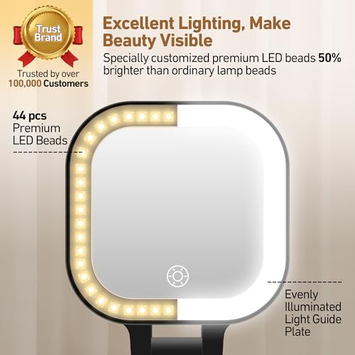 GOMIPURU Black Travel Lighted Makeup Mirror with 30x Magnification & Tweezer