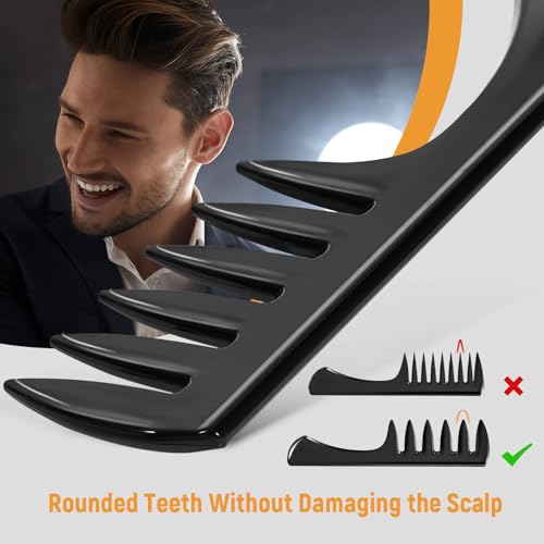 Stylemate 3-Piece Men's Hair Styling Comb Set – Wide Tooth & Fine