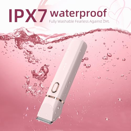 Bikini Trimmer for Women: 3 in 1 Gentle&Painless Electric Razor for Women,120min Cordless Runtime,USB Charge Dock,Ceramic Blade,IPX7 Waterproof Wet & Dry Use &Easy Cleaning Travel Grooming Kit (Pink)