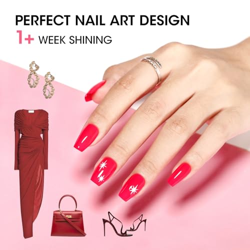 GELLEN Bright Pink & Red Nail Polish Set - Quick Dry, No UV Needed, HEMA Free