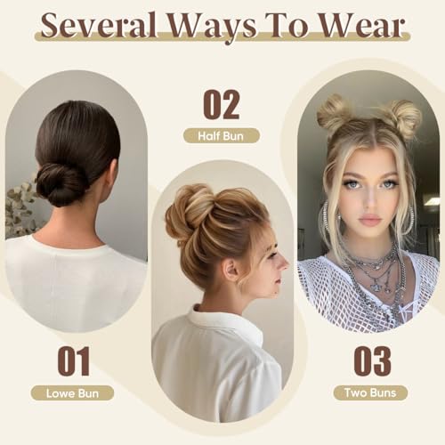 Small Messy Bun Hair Piece for Thin Hair - Lightweight Curly Updo