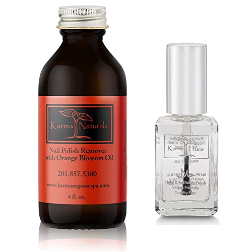 Karma Organic Nail Polish Remover & Top Coat Bundle ? Naturals Orange Blossom Nail Polish Remover (4FL-Oz) Halal Breathable Top Coat ANASTASIA (0.43FL-Oz)