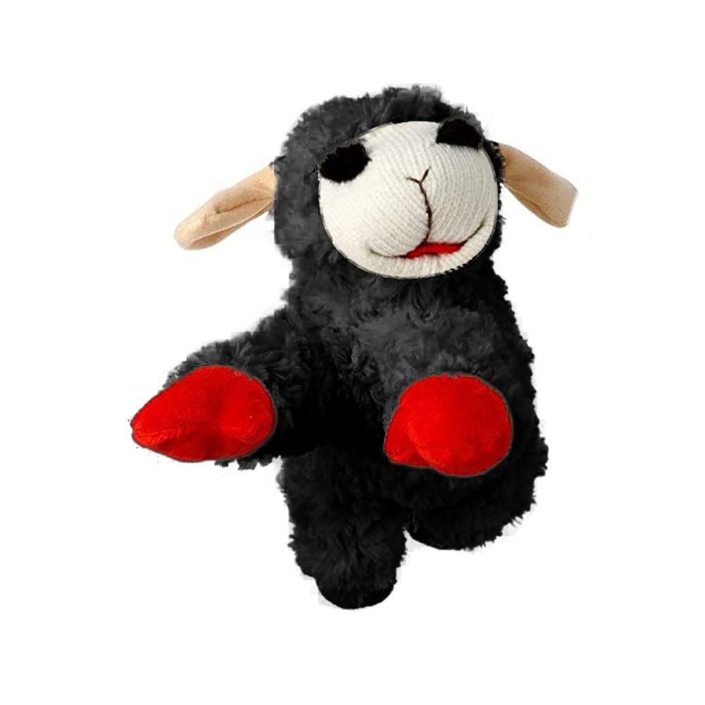 Multipet Mini Lamb Chop Officially Licensed, 6" Plush, Squeak Pet Toy, Bundle of 3 (White, Black and Brown)