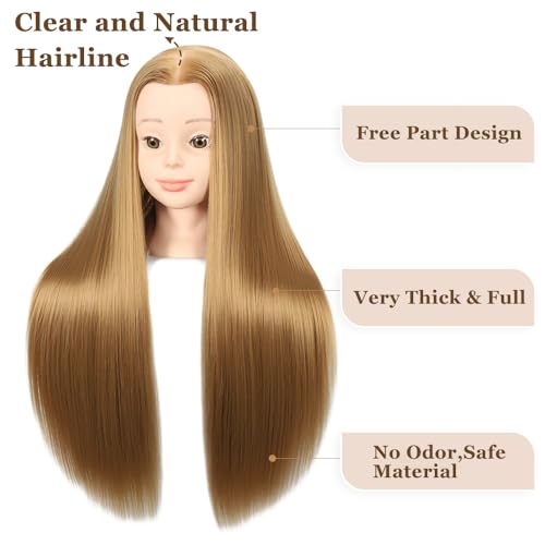 MORRIS 28" Mannequin Head with Clamp – Synthetic Hair Styling