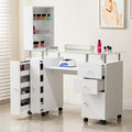 Paddie Manicure Table with Glass Top, Acetone Resistant Nail Desk