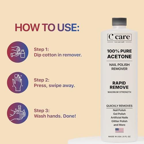 100% Pure Acetone Nail Polish Remover - 8 oz