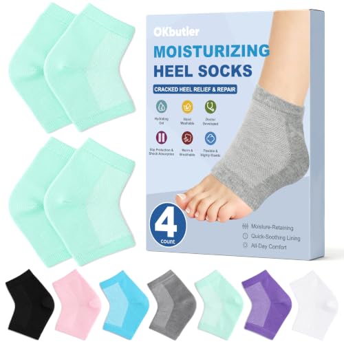 Moisturizing Gel Heel Socks - 2 Pairs for Cracked Feet