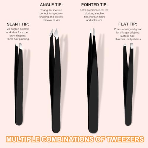 Yougai Maroon 9-Piece Tweezers & Nail Clippers Set with Travel Case - Professional Beauty Tools