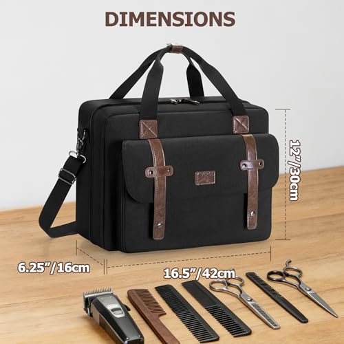 BAFASO Barber Carrying Case with Clipper Holders - 16.5" Black