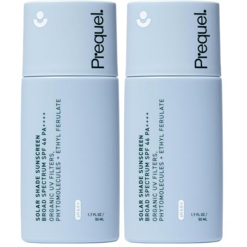 Prequel Skin Solar Shade - Moisturizing Face Sunscreen SPF 46 PA++++ Broad Spectrum UV Protection. Hydrating Sunblock for Dry Skin. Lightweight Travel Size Sun Protection, 1.7oz (Pack of 2)