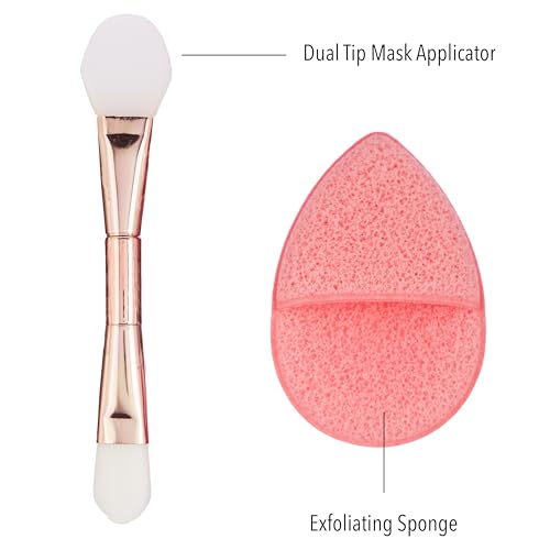3pc Facial Cleansing Kit - Silicone Face Scrubber, Exfoliating Face Sponge, and Dual Ended Mask Applicator | Esthetician Supplies & Spa Accessories for Women