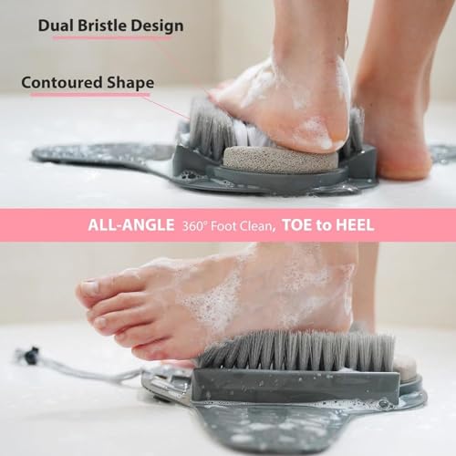 Efforest Shower Foot Scrubber Mat with Pumice Stone & Non-Slip Suction Cups