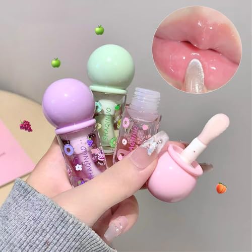 4 Pcs Hydrating Lip Gloss Oil Set, Fruit Flavored Lip Gloss Set Shiny Lip Oil, Cute Lip Jelly for Women, Party Gift, Non-toxic Make-up