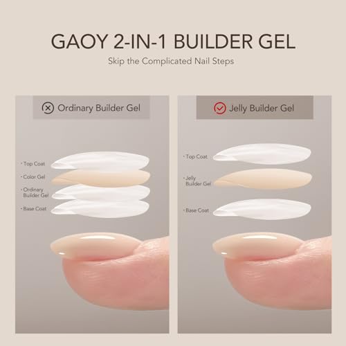 GAOY Builder Gel for Nails, Milky Jelly Beige Nail Extension Hard Gel, 16ml