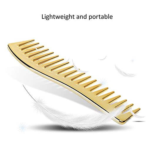 Wide Tooth Combs, No Handle Hair Detangling Comb Large Salon Shampoo Comb for Men Women (Gold)