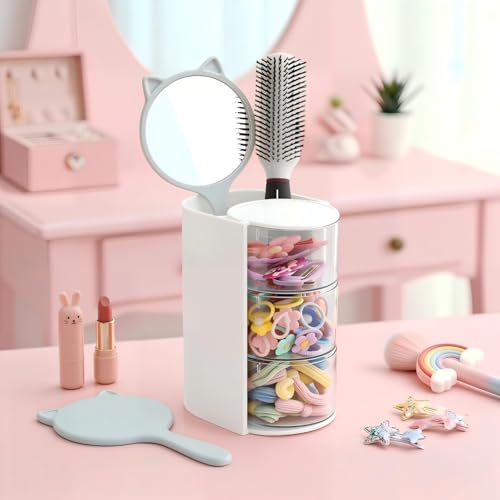 Luscinia 3-Layer Rotating Hair Accessories Organizer with Brush Holder