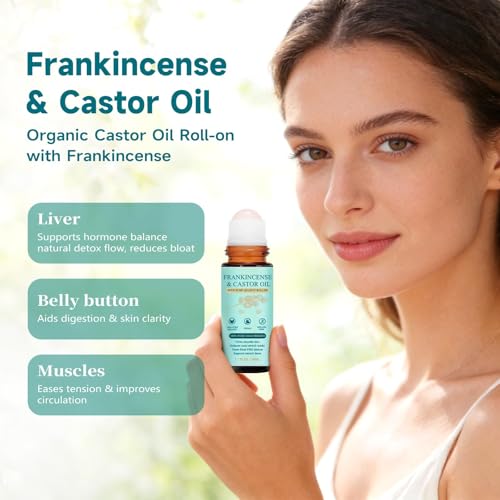 Organic Castor Oil with Rose Quartz Roller - 100% Cold Pressed
