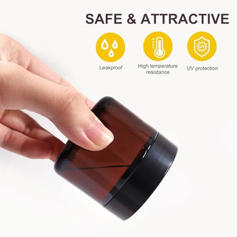 2 oz Amber Glass Jars 15 Pack - Refillable Cosmetic Containers