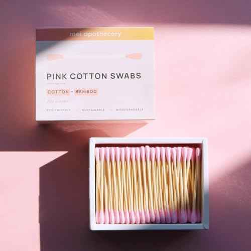 Mei Apothecary Premium Biodegradable Bamboo Cotton Swabs, Double-Tip Makeup Remover & Multi-Use Pink Cotton Buds, Pack of Multiple Pieces