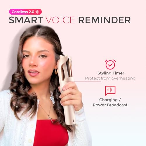 TYMO CurlGo Cordless Automatic Curling Iron - 1 Inch Rotating Wand