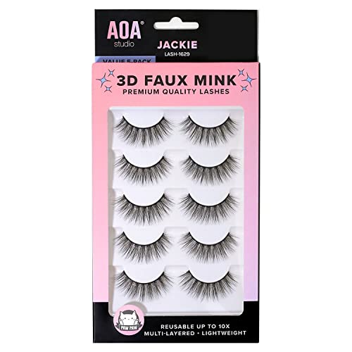 AOA Studio 3D False Eyelashes 5 Pairs Natural Handmade