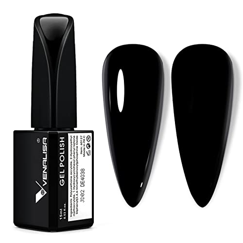 Venalisa 15ml Black Gel Nail Polish – UV/LED Soak-Off, Long-Lasting Salon-Quality DIY