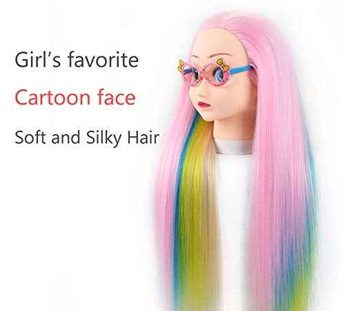 Doll Mannequin Head for Braiding Hair-26", Mannequin Head Stand Desk Table Clamp Tripod Holder