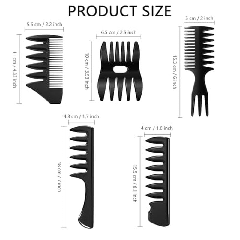 5-Piece Wide Tooth Comb Set for Men – Curly Hair