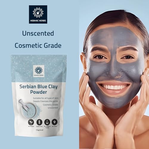 Serbian Blue Clay Powder for Facial Masks, Creams, Skin Tightening, Body Wraps,Scrubs, and Soap Making. (114g (4oz))
