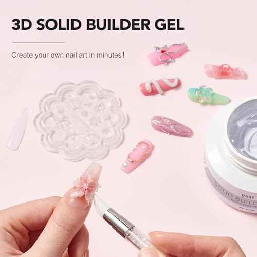 GAOY 60g Solid Builder Gel for Nails, Non-Sticky Hand 3D Sculpting Hard Gel for Art Carving Modeling and Extension, Clear