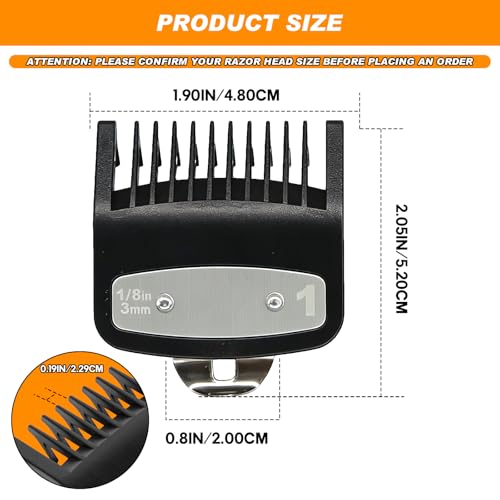 Replacement for Clipper Guards Set Compatible with 1 clipper guards,1/2 clipper guards,Guide Comb Attachment 1/8"(3.0 mm),1/16" (1.5 mm),for Barbers and Stylists,Black-2 PCS