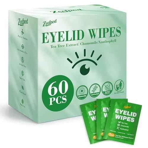 60PCS Tea Tree Oil Eyelid Wipes ? Individually Wrapped Eye Lid Cleaning Wipes£¬Soothing For Sensitive Eyes, Stay Hydrated Lid Wipe