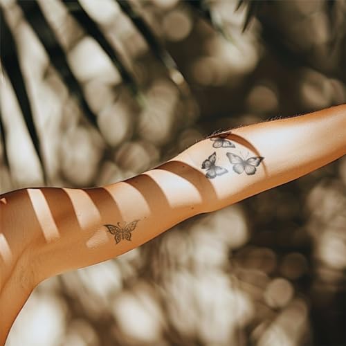 Butterfly Temporary Tattoos - Realistic Black & White Designs