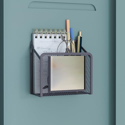 U Brands Dusty Black Magnetic Locker Cup with Mirror & Pencil Holder